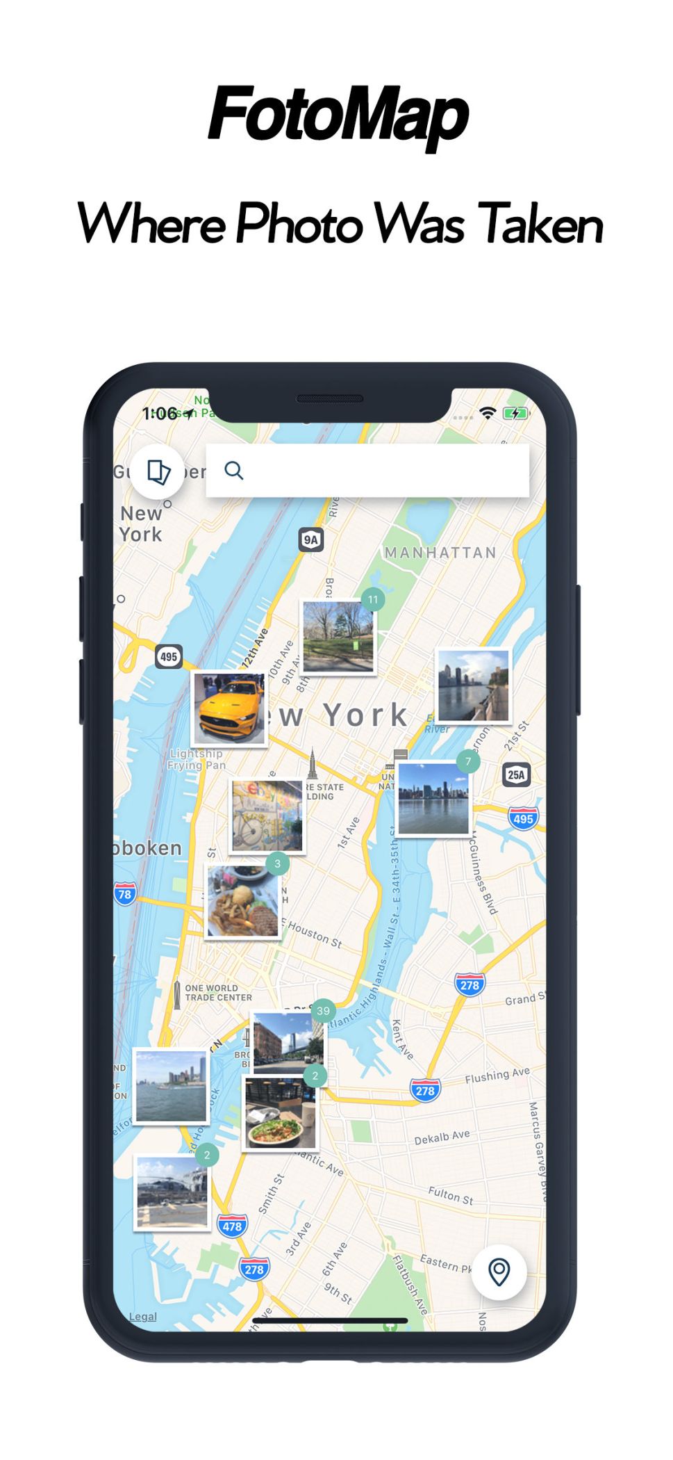 Screenshot do app FotoMap-where photo was taken