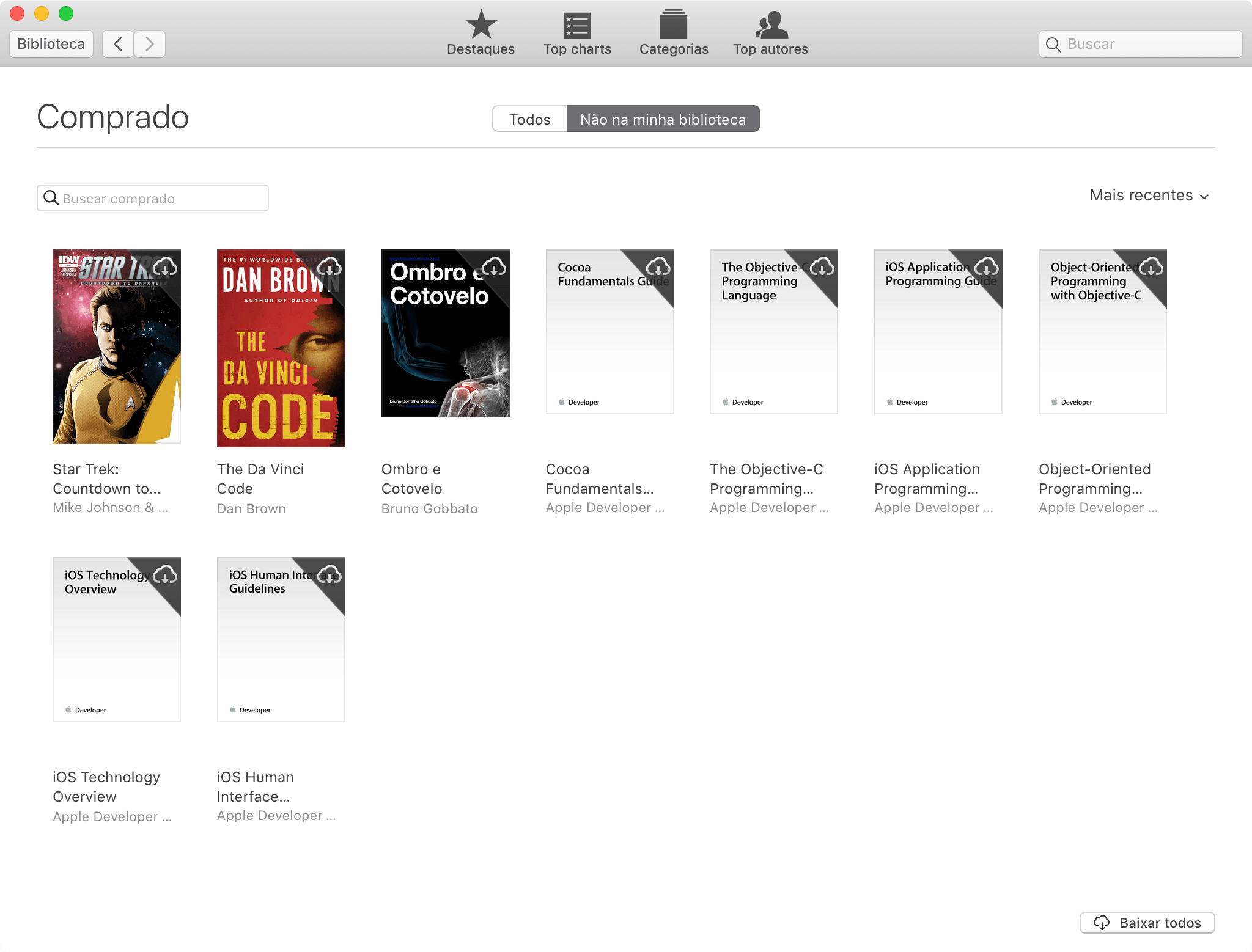 Baixando um livro comprado na iBooks Store