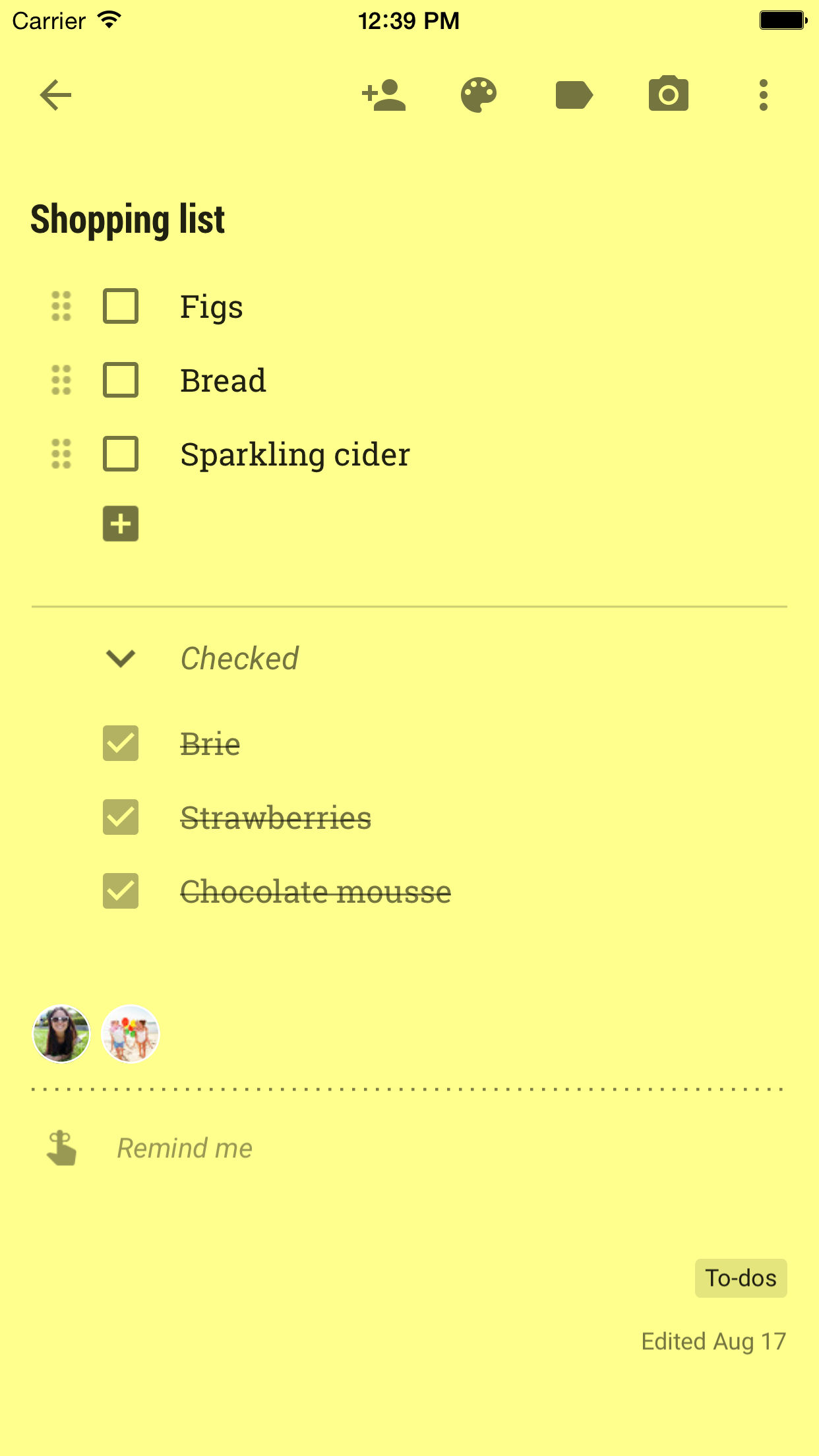 Screenshot do app Google Keep: notas e listas