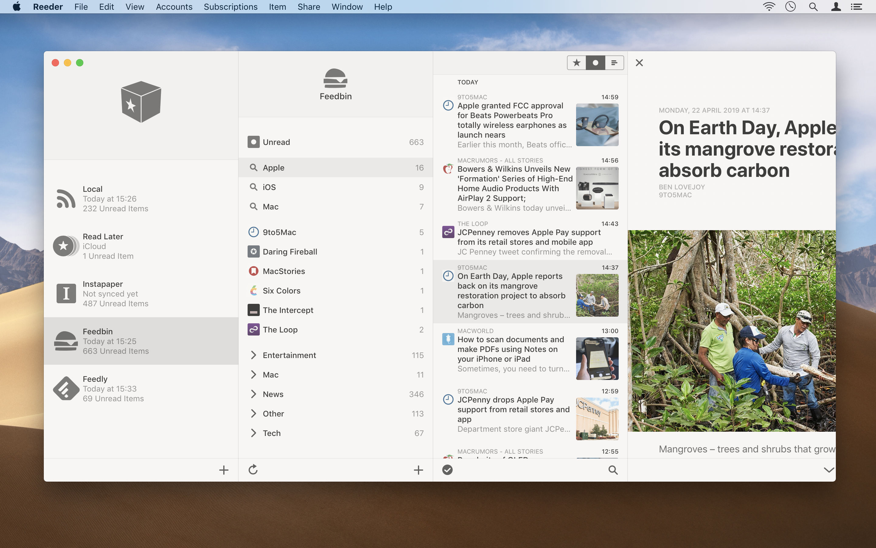 Screenshot do app Reeder 4