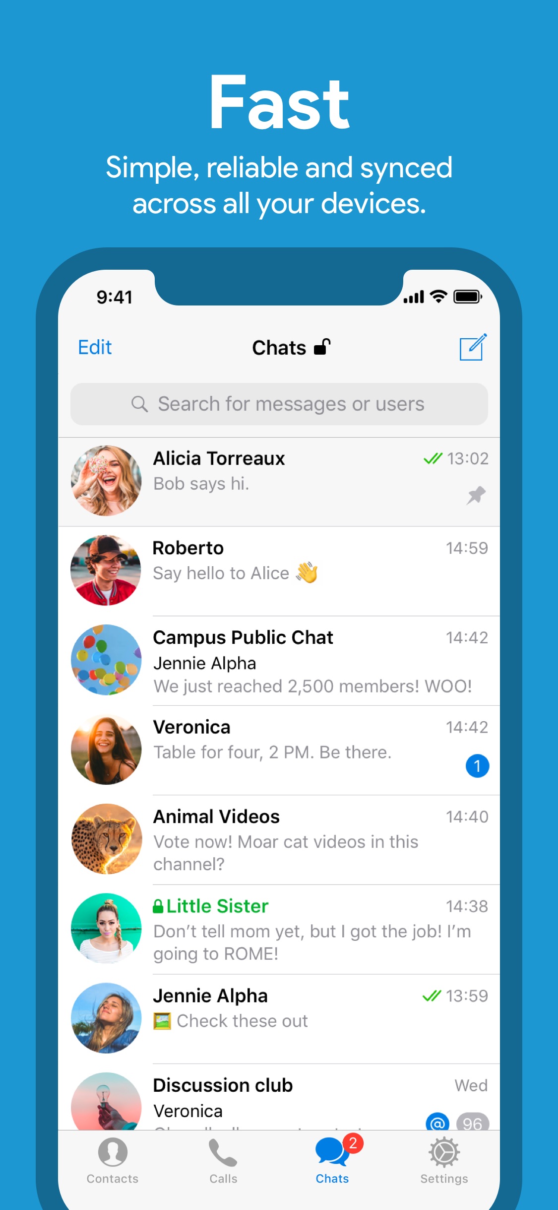 Screenshot do app Telegram Messenger