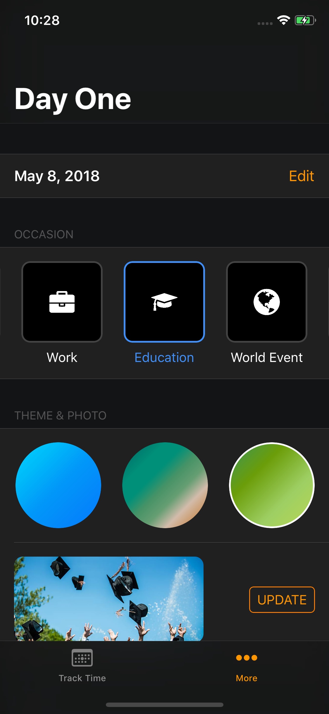 Screenshot do app Day One — Life Events