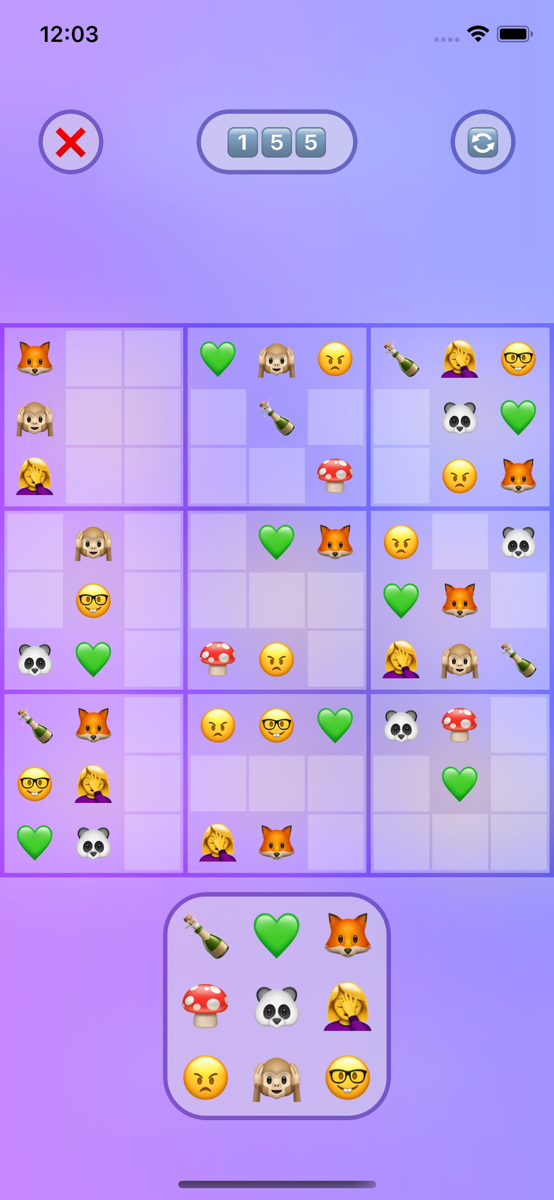 Screenshot do app Emoji Sudoku
