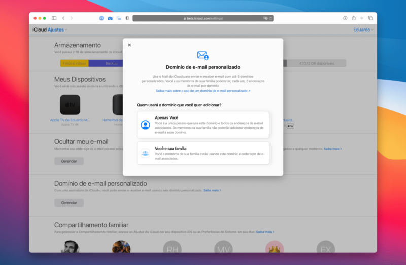 Como configurar um domínio personalizado de email no iCloud+