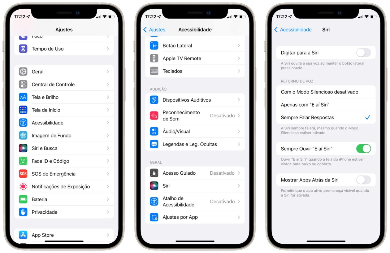 Desativar a opção "Mostrar Apps Atrás da Siri"