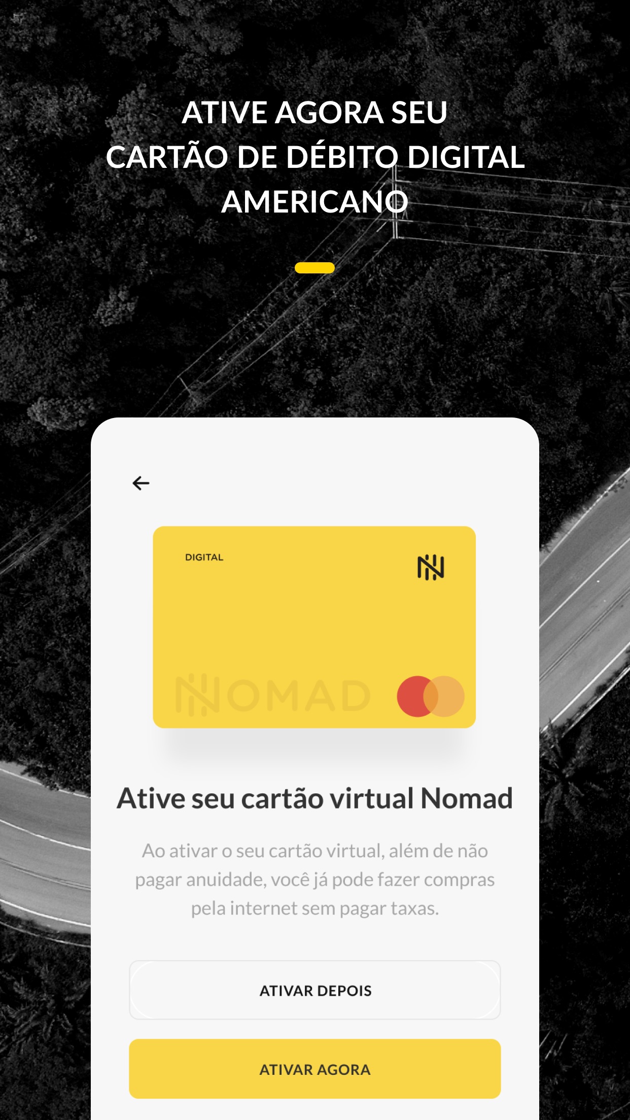 Screenshot do app Nomad: Conta Global em Dólar