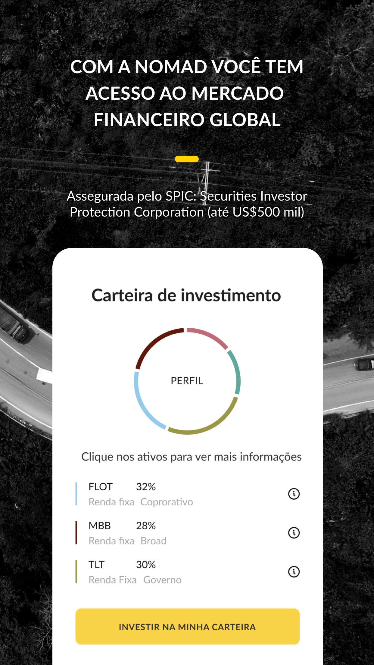 Screenshot do app Nomad: Conta Global em Dólar