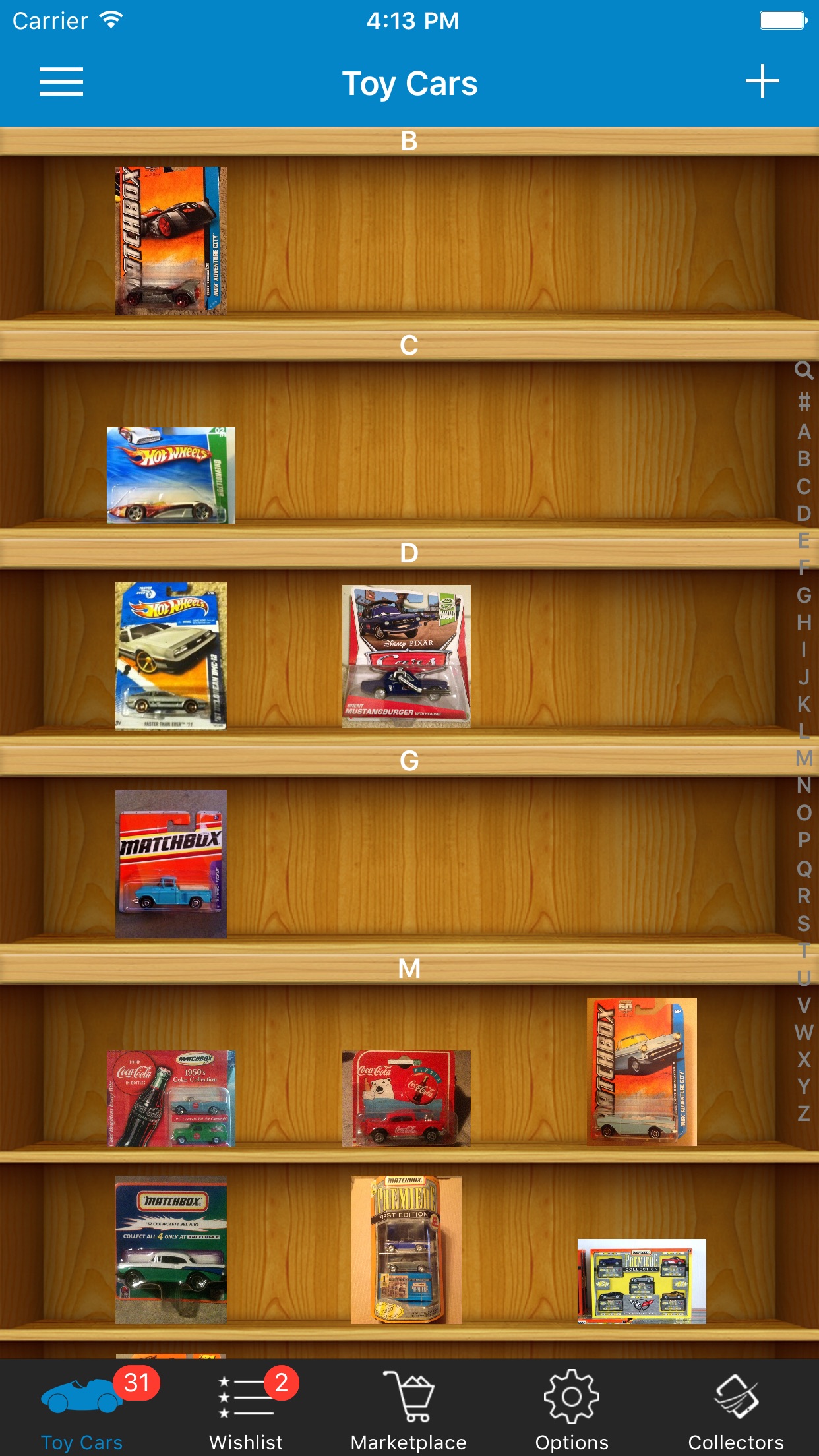 Screenshot do app Toy Car Collector Database