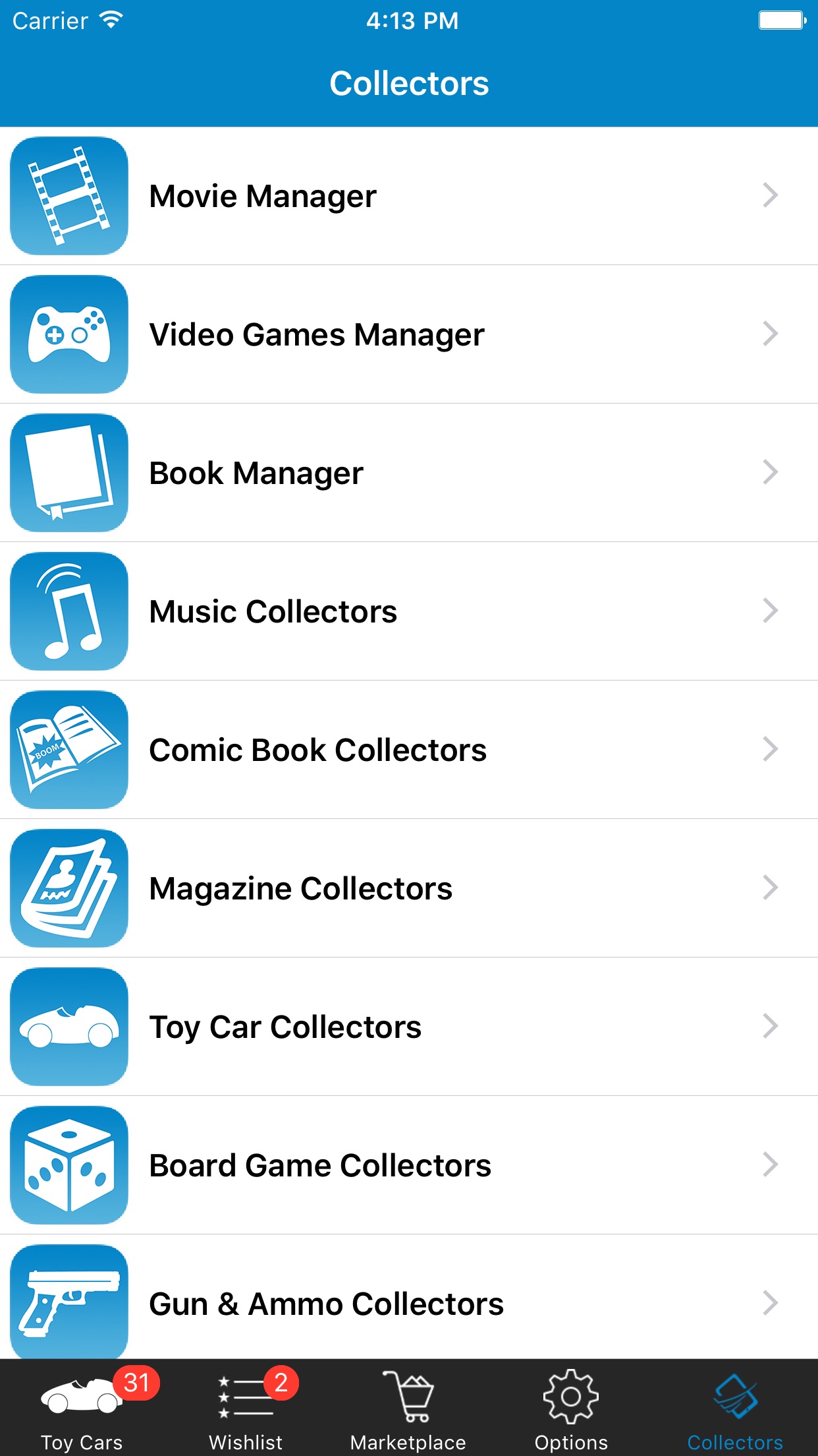 Screenshot do app Toy Car Collector Database