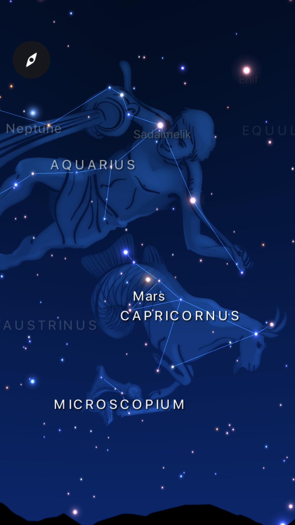 Screenshot do app Starlight®: Mapa do Céu