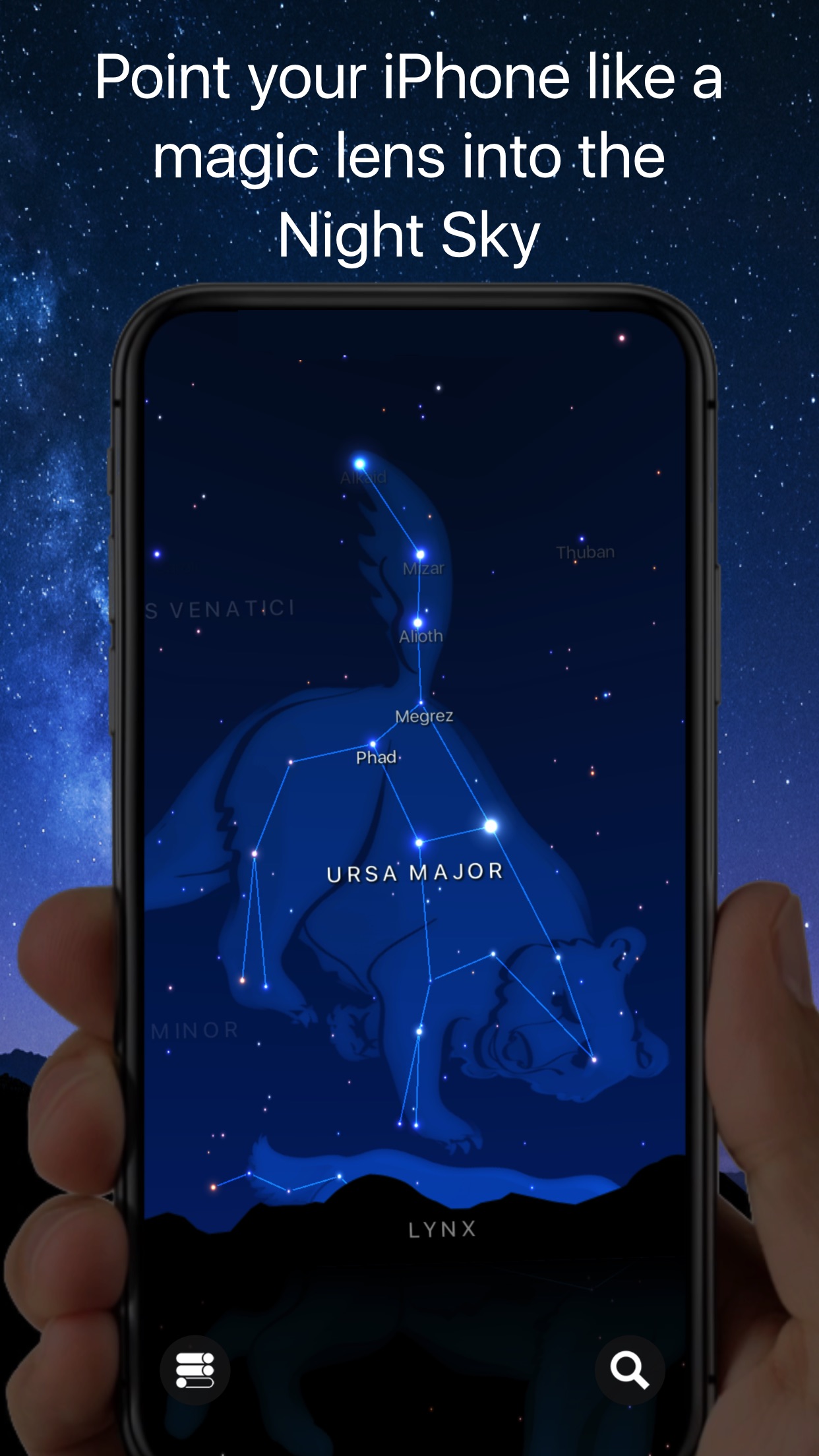 Screenshot do app Starlight®: Mapa do Céu