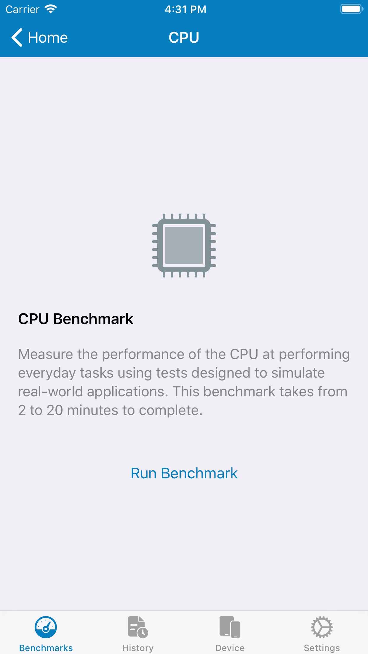 Screenshot do app Geekbench 5