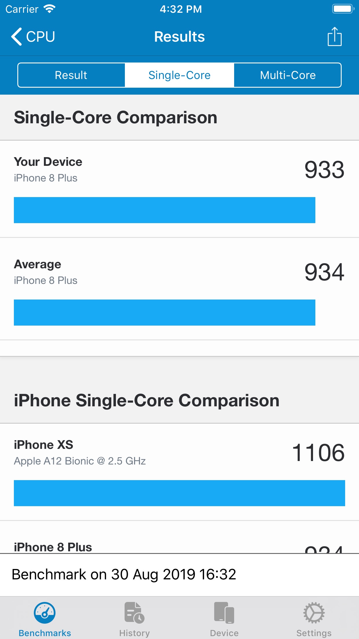 Screenshot do app Geekbench 5