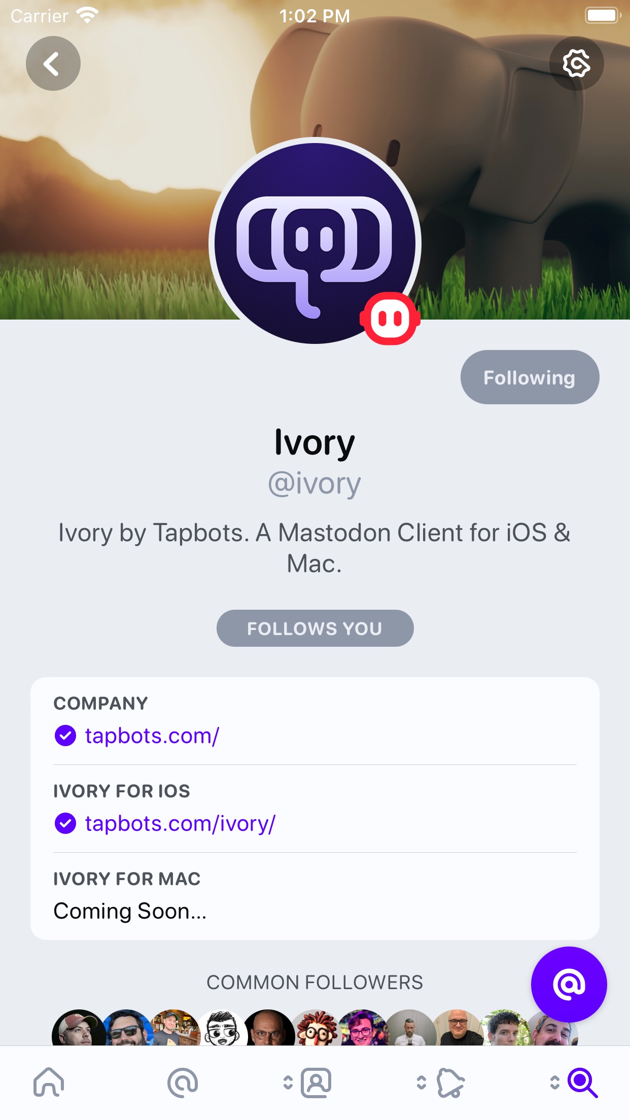 Screenshot do app Ivory for Mastodon by Tapbots