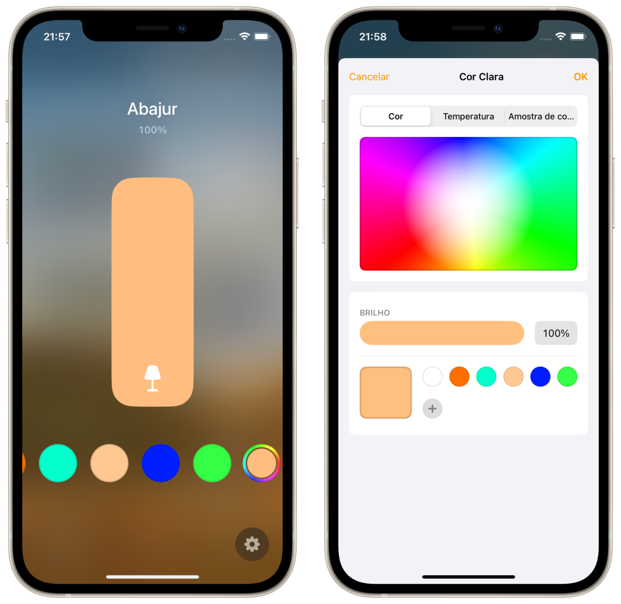 Ajustes de cores de luzes no Casa do iOS 17 beta 3