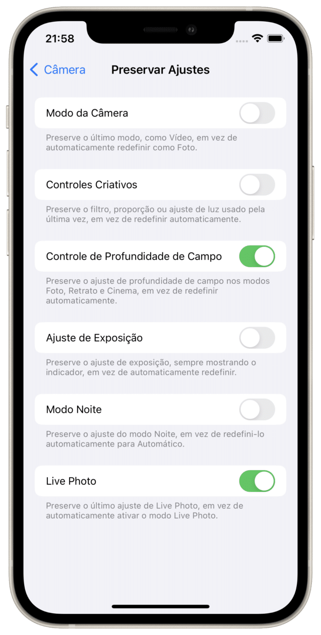 Controle de Profundidade de Campo do iOS 17 beta 3