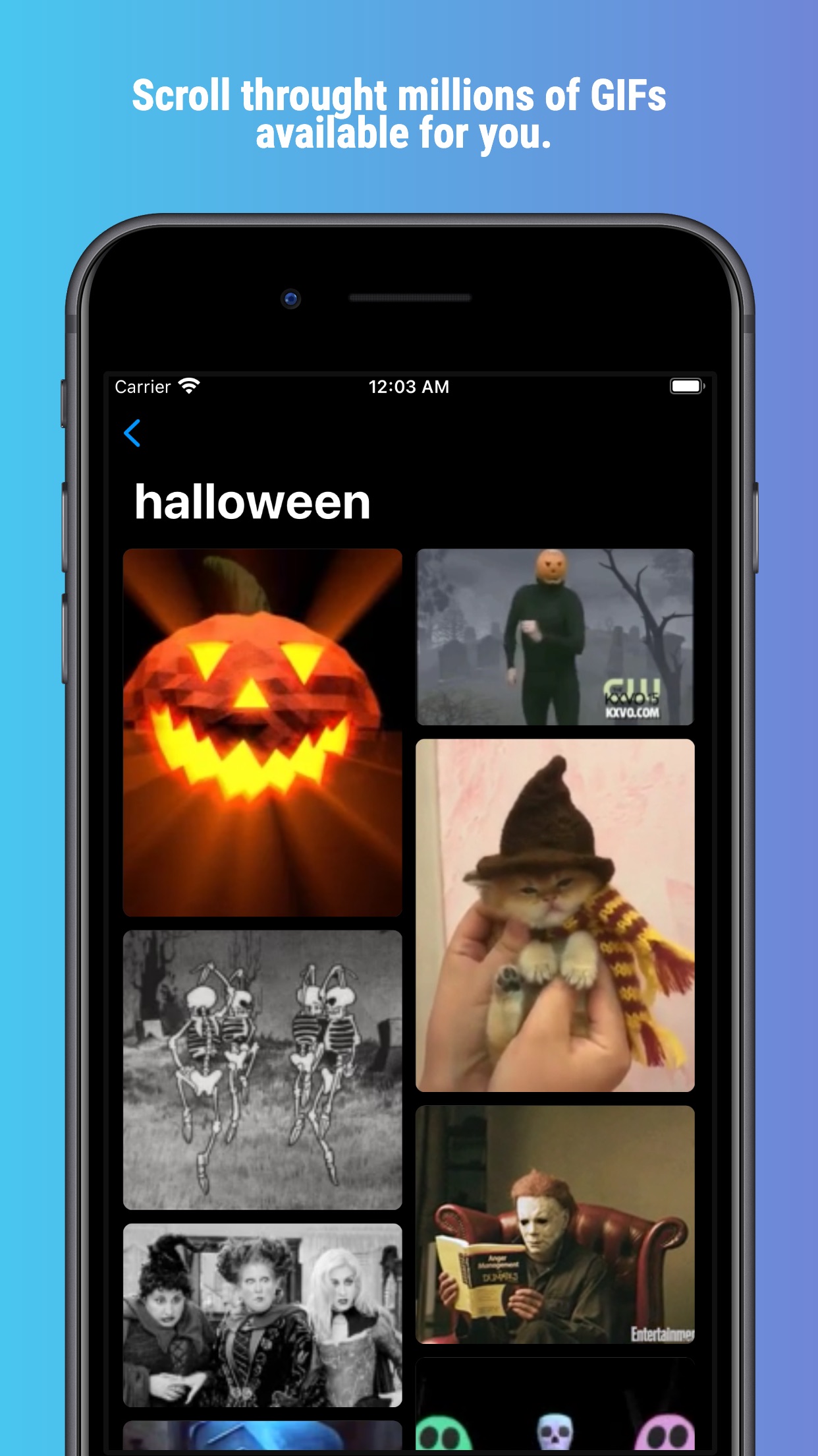 Screenshot do app GifSkip: Search & Share Gif