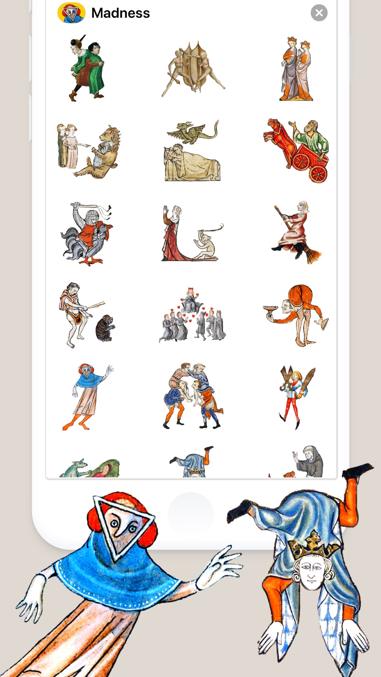 Screenshot do app Reações medievais: Adesivos