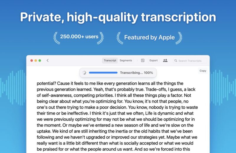 MacWhisper 9.7 agora permite traduzir automaticamente transcrições usando IA