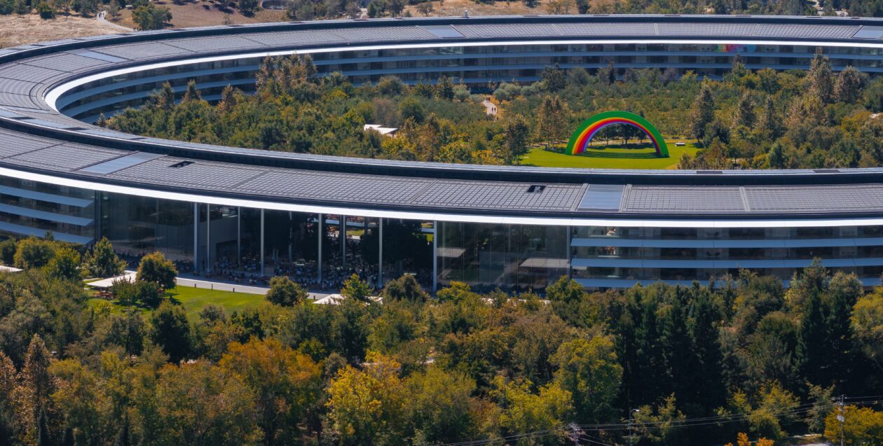 Visão aérea do Apple Park em Cupertino