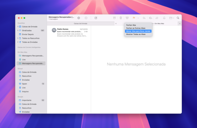 Como usar múltiplas abas no Mail do Mac