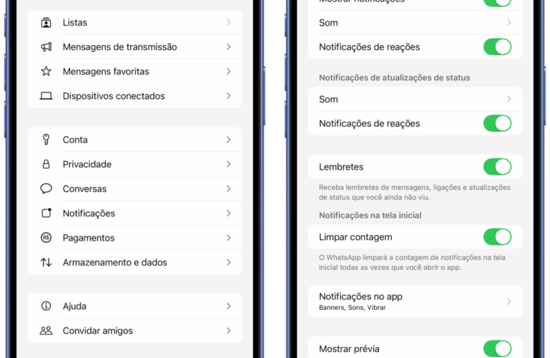 Como ativar/desativar os lembretes de mensagens não lidas no WhatsApp