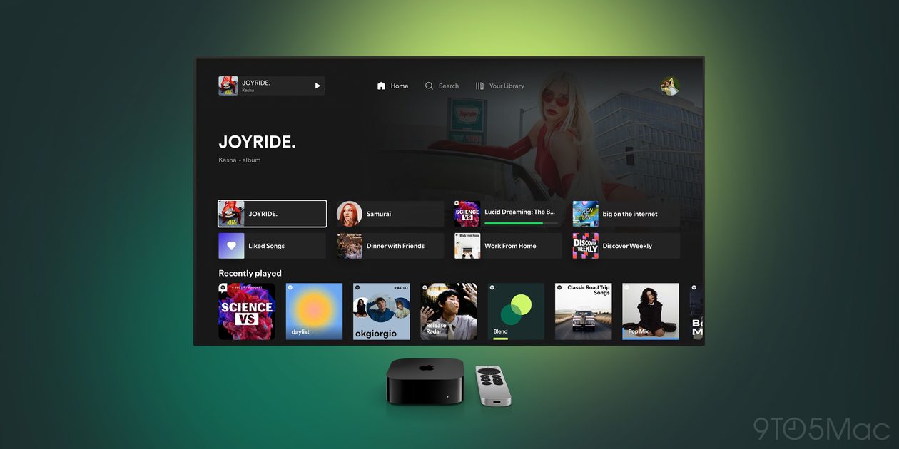 Update do app do Spotify para tvOS