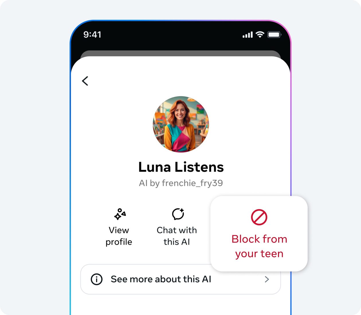 Controles parentais para IAs personalizadas da Meta