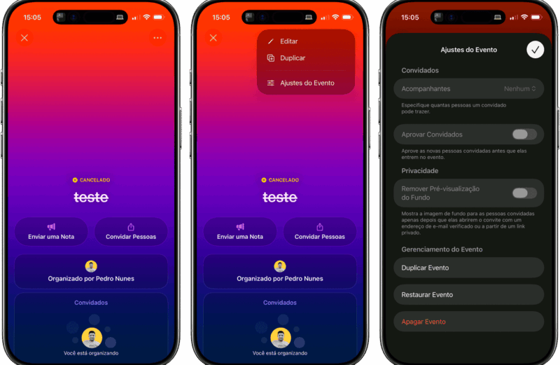 Como restaurar um evento no app Convites [iPhone e web]