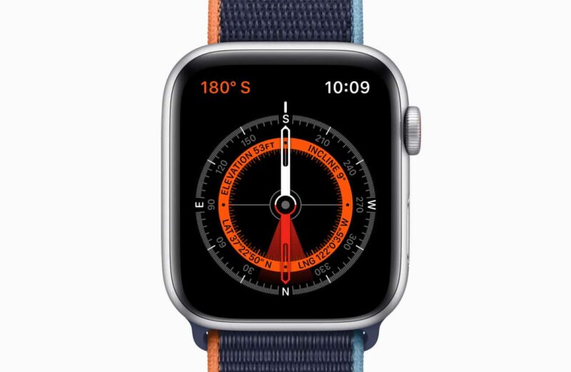 O que fazer se visualizar uma tela de radar vermelho no app Bússola [Apple Watch]