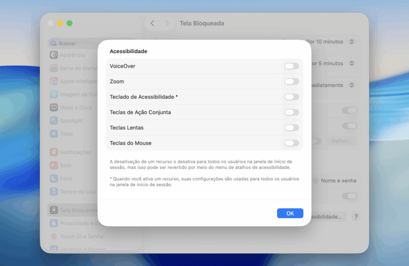 Como fazer com que o Mac fale ao mover o cursor sobre um item