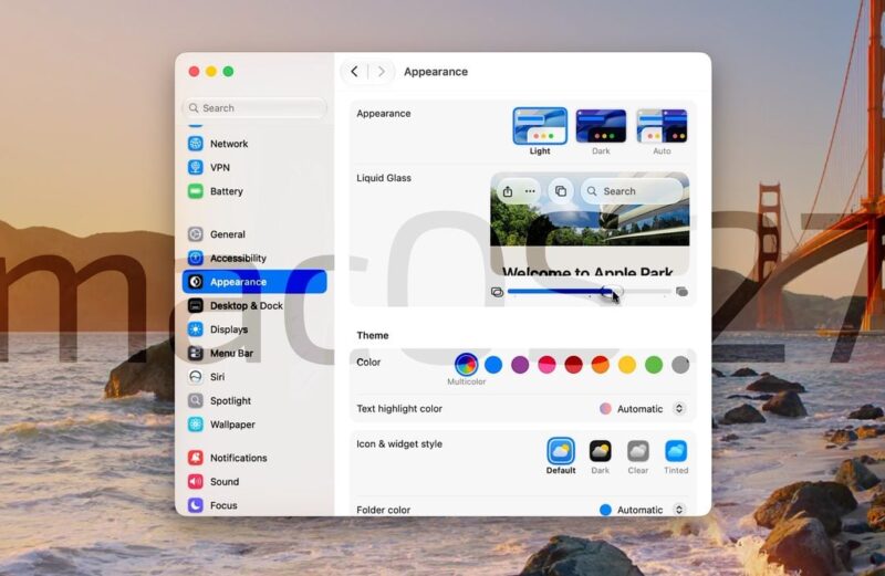 Vídeo: Liquid Glass e outros refinamentos visuais no macOS Golden Gate 27